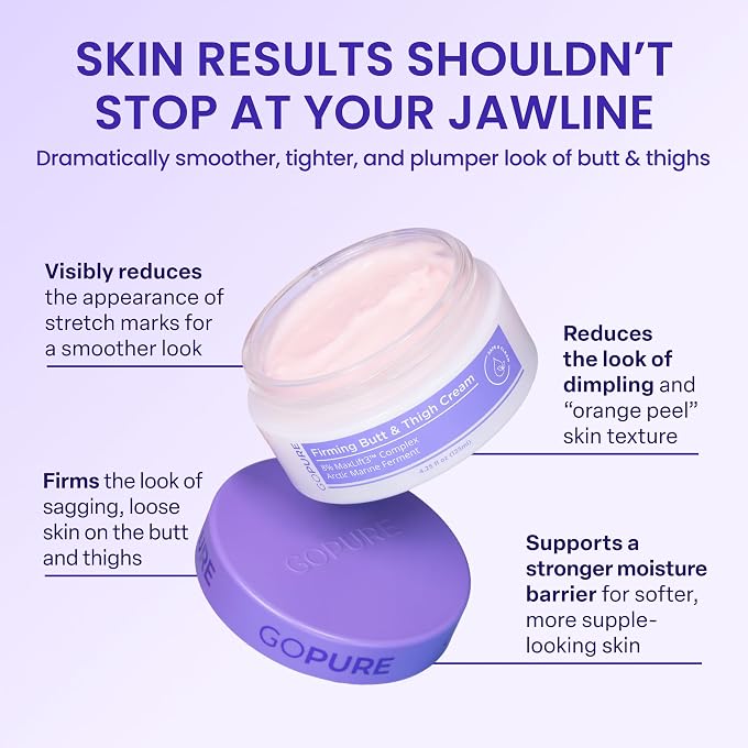 goPure Firming Butt & Thigh Cream  Smooths the look of dimpled texture, fades the look of stretch marks - Clinically Tested - Image 2