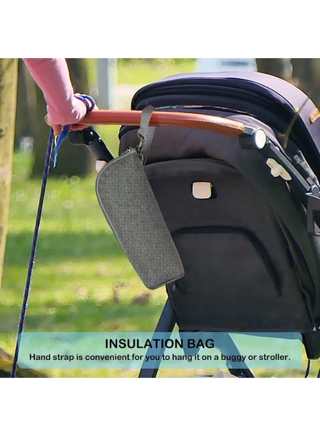 Bottle cooler tote bag, insulated breast milk cooler bag, nursing bottle cooler warming bag for nursing mothers day care travel (Color : Gray) - Image 3
