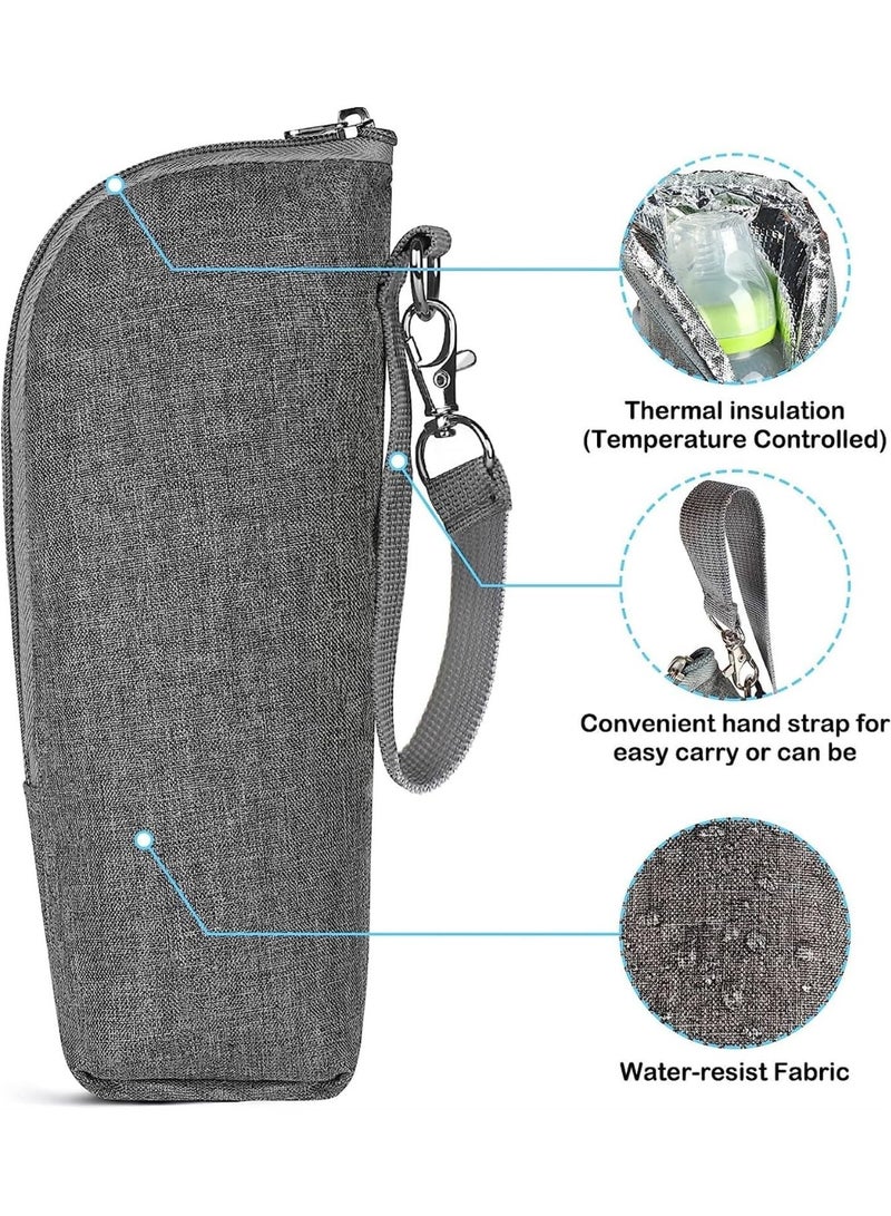 Bottle cooler tote bag, insulated breast milk cooler bag, nursing bottle cooler warming bag for nursing mothers day care travel (Color : Gray) - Image 2