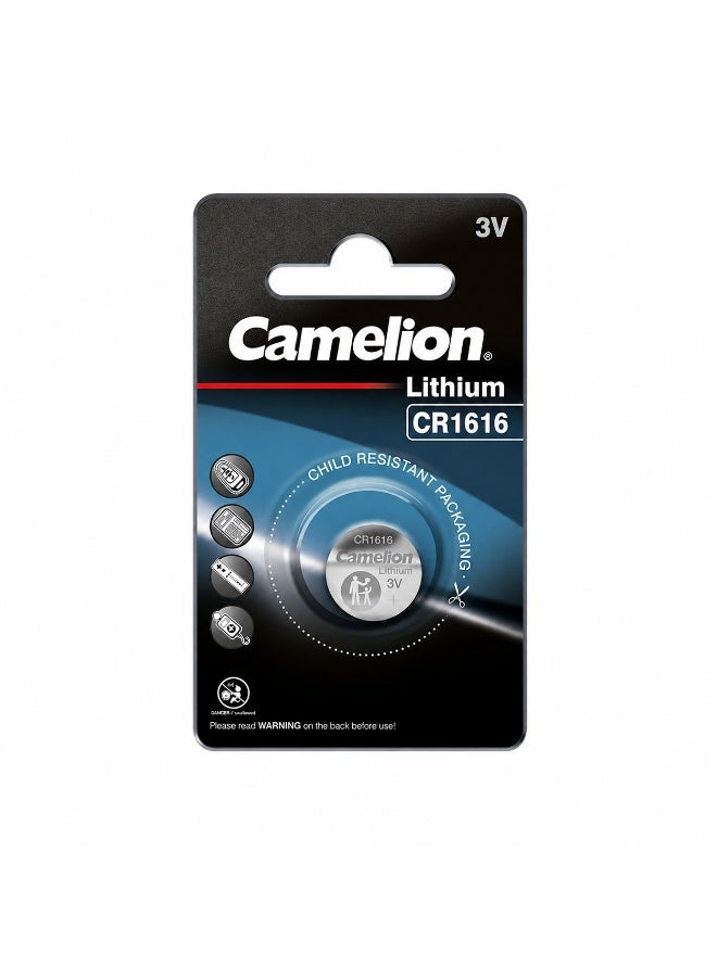 Camelion CR1616 3V Lithium Coin Cell Battery for Watches, Car Remotes & Medical Devices - Image 1