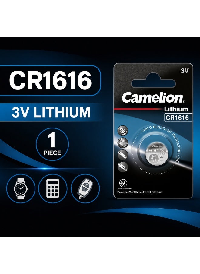 Camelion CR1616 3V Lithium Coin Cell Battery for Watches, Car Remotes & Medical Devices - Image 2