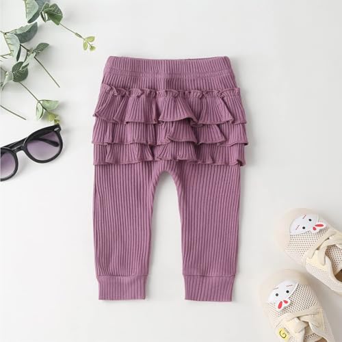 Fullfamous Infant Baby Girl Clothes Outfits,Fall Winter Onesie and Pant Set 12-18 months Purple - Image 5