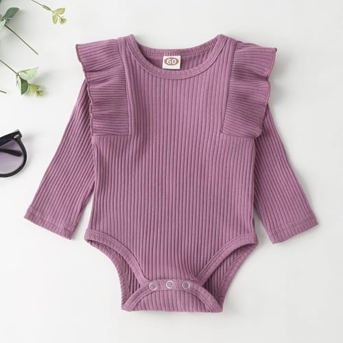 Fullfamous Infant Baby Girl Clothes Outfits,Fall Winter Onesie and Pant Set 12-18 months Purple - Image 4