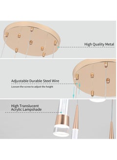 YATAI LIGHTING LED Pendant Light Ceiling 5 Heads, Stair Spiral Pendant Light, Gold Modern Cone Shape Pendant Lamp, Adjustable Color Temperature Acrylic Hanging Light  - Image 5