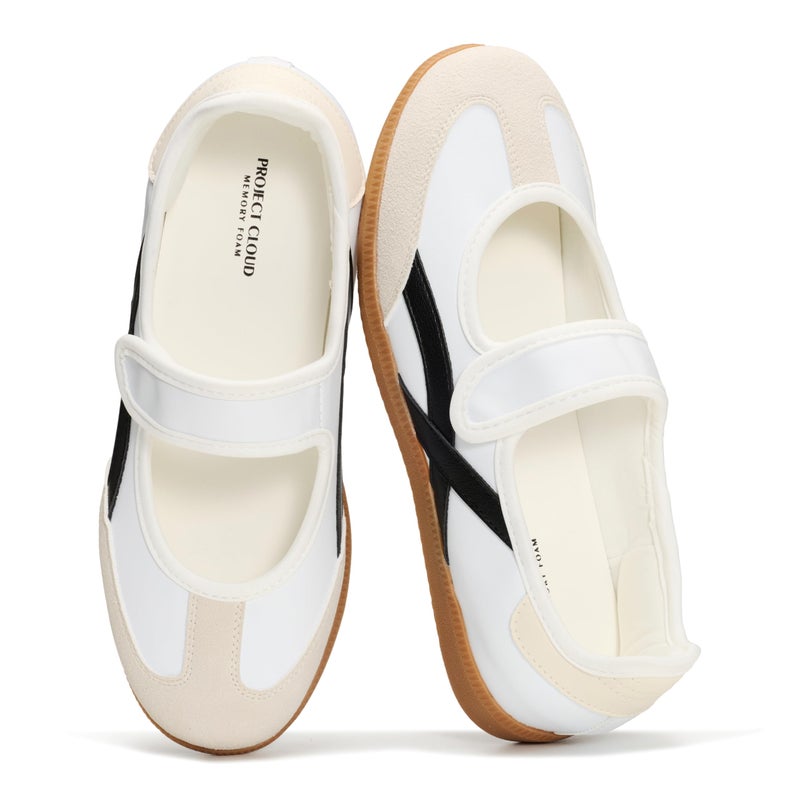 Project Cloud Comfortable Womens Shoes - Casual Trendy Mary Jane Shoes Women with Memory Foam - Lightweight & Non-Slip Fashion Sneakers for Women 2026 (Spring, Whit,9M) White