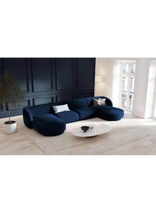 هوم جويز كنبة زاوية بلسش رويال خشب سويدي - مخمل- تصميم على شكل حرف U - نيلي - Image 1