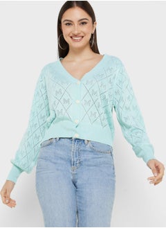 Pointelle Intarsia Cardigan