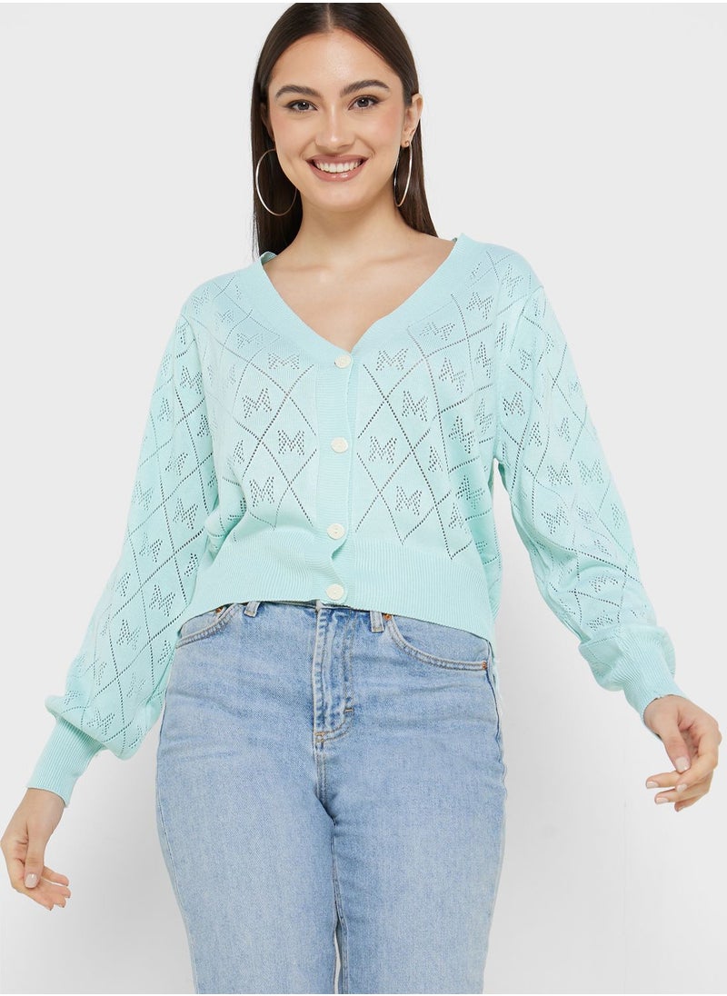 Ginger - Pointelle Intarsia Cardigan - Image 1