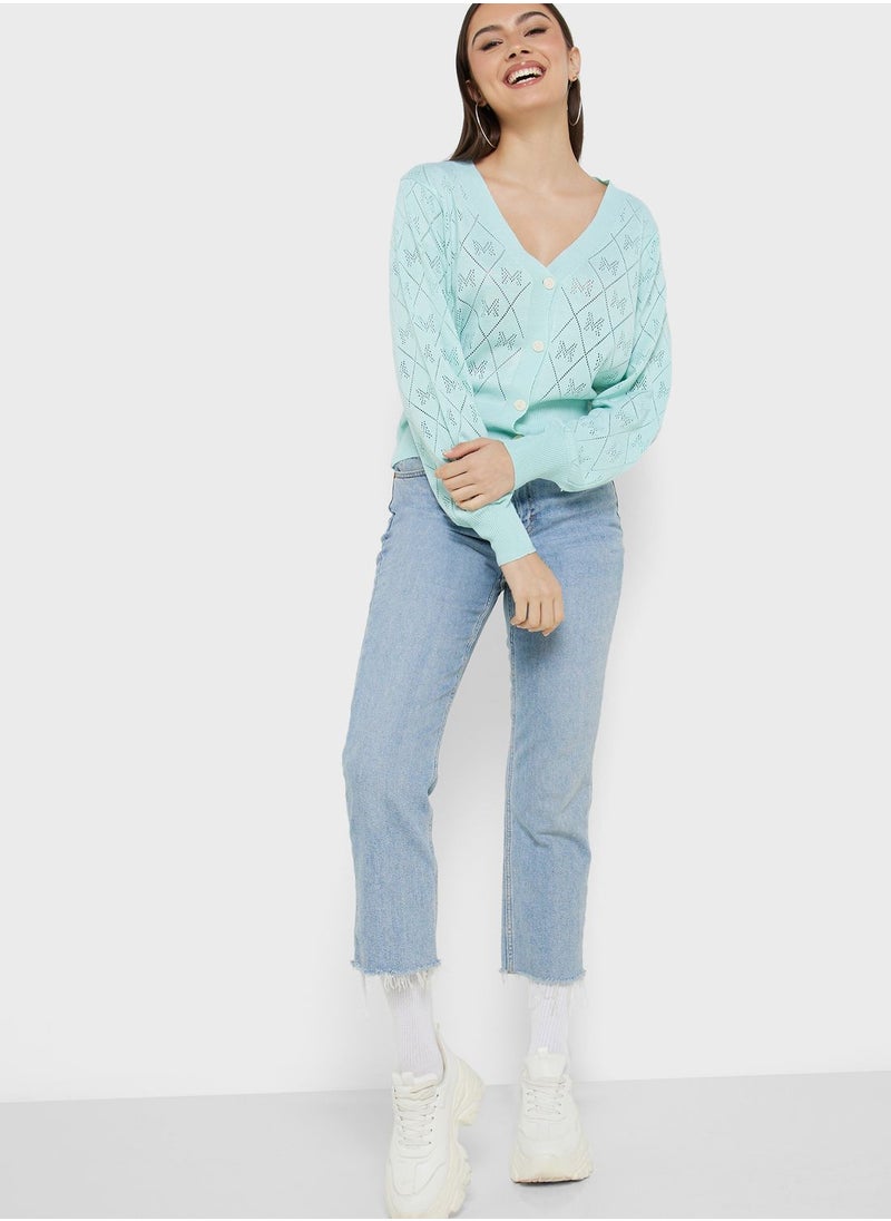 Ginger - Pointelle Intarsia Cardigan - Image 1