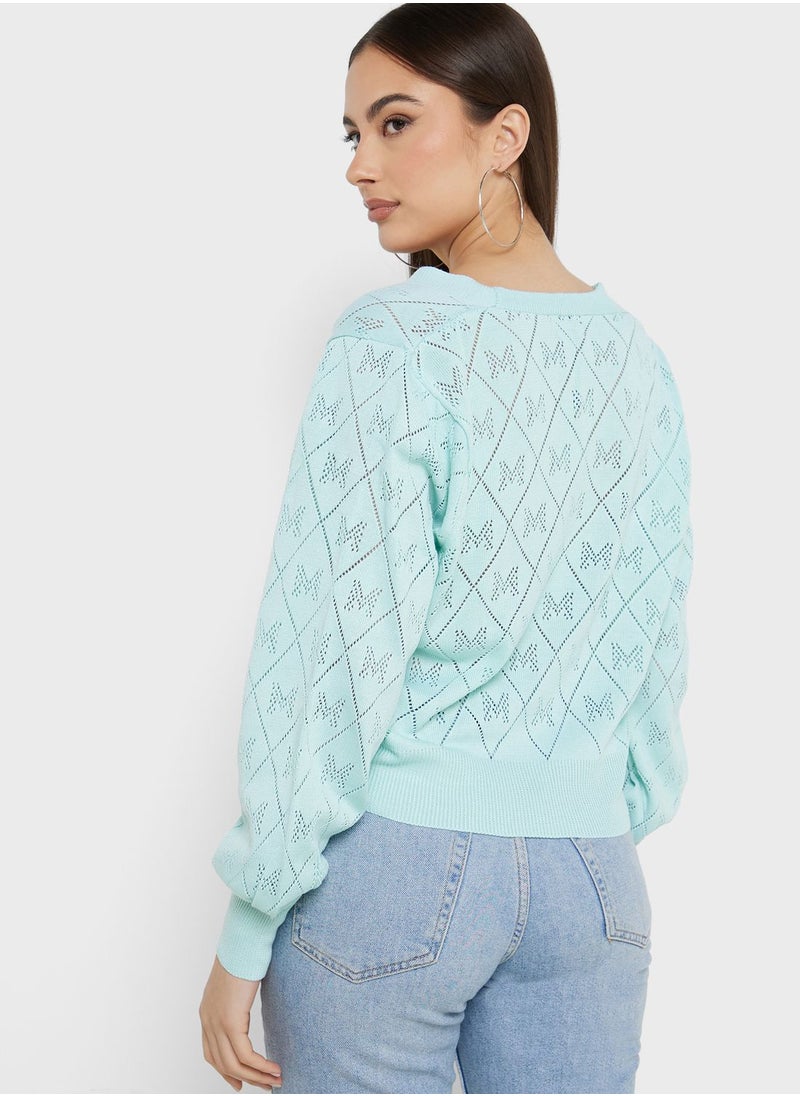 Ginger - Pointelle Intarsia Cardigan - Image 1