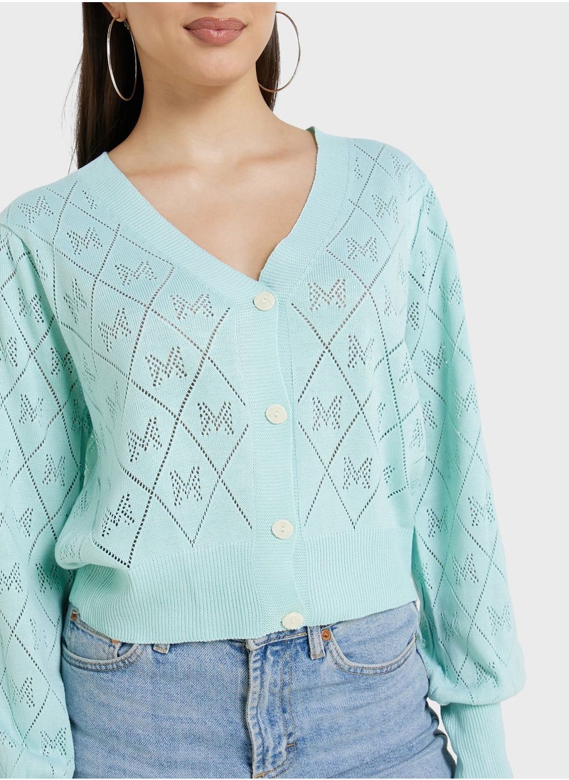 Ginger - Pointelle Intarsia Cardigan - Image 1