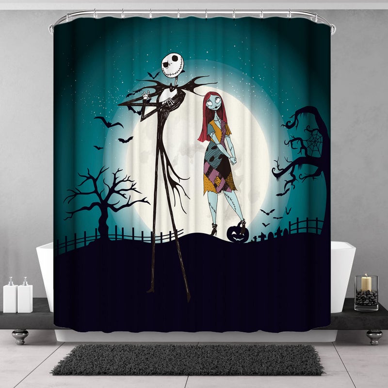 DDS-DUDES Christmas Shower Curtain Kids Bathroom Halloween Decor with 12 Curtain Hooks for Bathroom, Waterproof 71 x 71 inch (SC-06) - Image 1