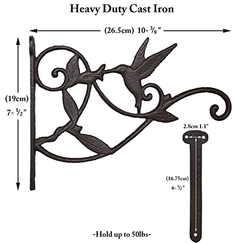 FLORWOD Planter Hooks for Wall, 10 Inch Heavy Duty Outdoor Plant Hangers, Decorative Iron Wall Hooks for Lanterns, Hummingbird Style, 1pc - Image 3