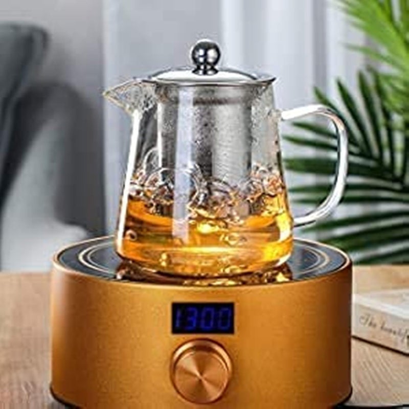 Aktnil Glass Tea Kettle Heat Resistant Tea Pot with Stainless Steel Infuser Strainer for Coffee Juice Loose Leaf Tea 550ml Transparent - Image 5