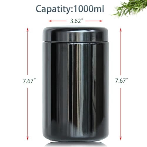 Matoolser Black Glass Airtight Storage Container Jar 1000ml 2 Oz with UV Protection for Spice Coffee - Image 4