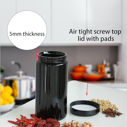 Matoolser Black Glass Airtight Storage Container Jar 1000ml 2 Oz with UV Protection for Spice Coffee - Image 3