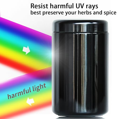 Matoolser Black Glass Airtight Storage Container Jar 1000ml 2 Oz with UV Protection for Spice Coffee - Image 2