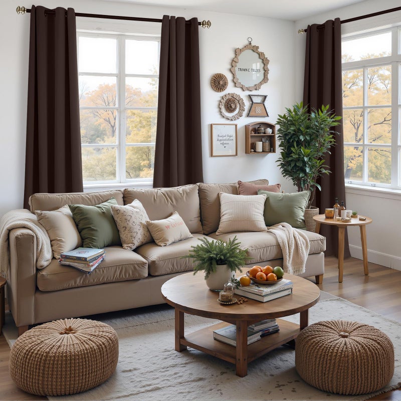 YoungsTex Brown Blackout Curtains 84 Inch Length for Living Room - Thermal Insulated Drapes with Grommet Room Darkening Window Treatments for Dining Bedroom, 2 Panels, 52 x 84 Inch - Image 4