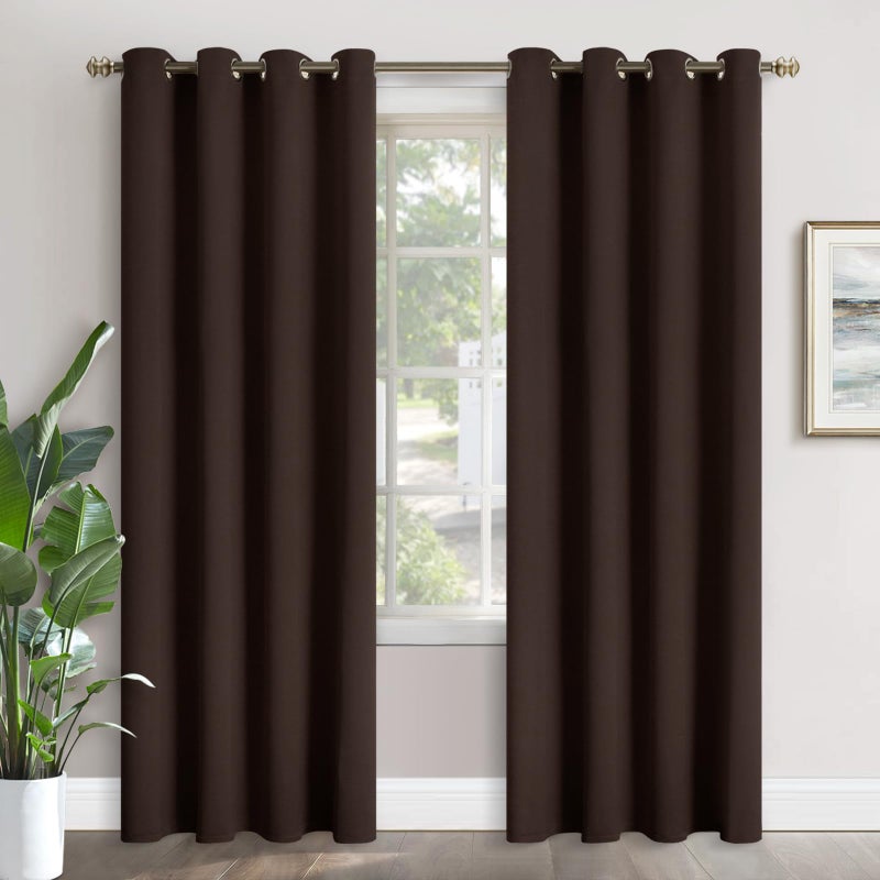 YoungsTex Brown Blackout Curtains 84 Inch Length for Living Room - Thermal Insulated Drapes with Grommet Room Darkening Window Treatments for Dining Bedroom, 2 Panels, 52 x 84 Inch - Image 1