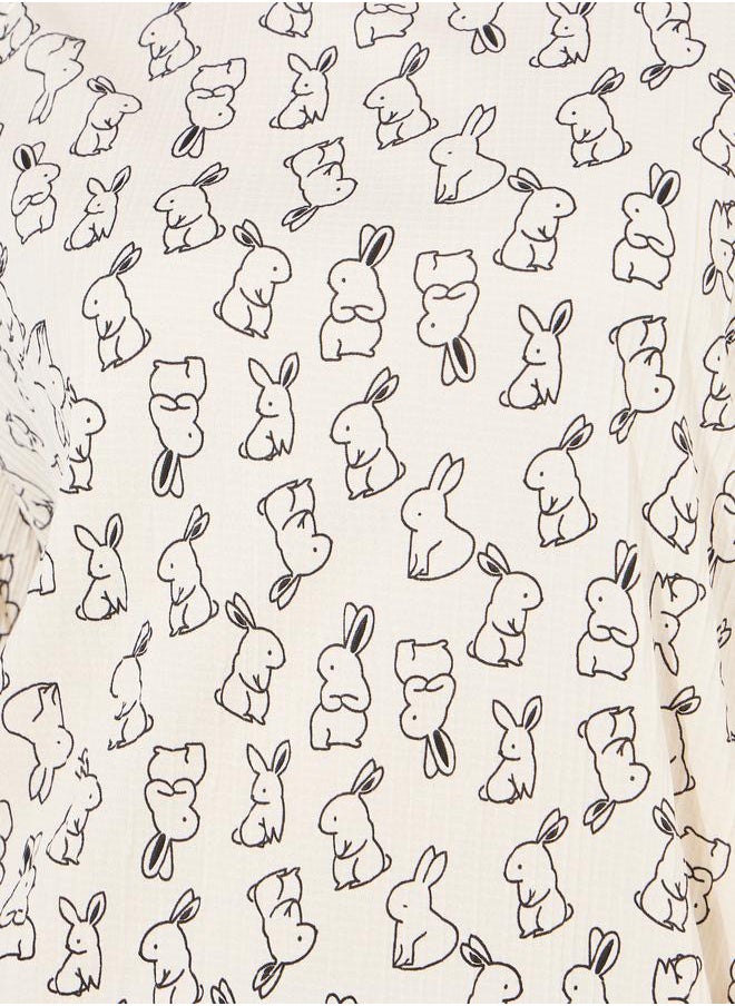 Take Two Bunny Print Contrast Trim Nightdress  - Image 3