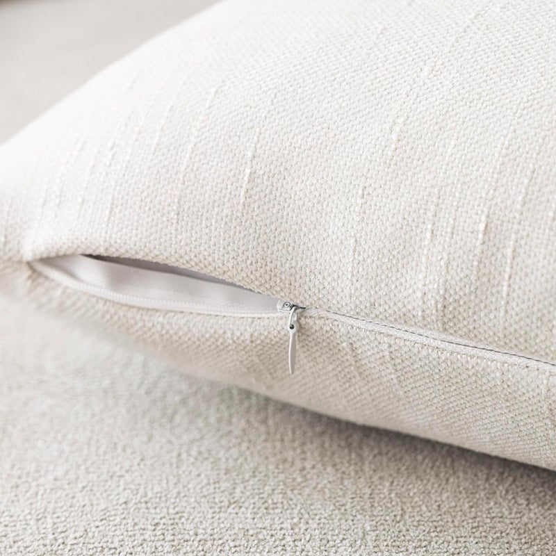Foindtower 2 Pack Decorative Throw Pillow Covers Square Textured Soft Solid Accent Cushion Covers Comfortable Neutral Cushion Covers for Couch Sofa Bedroom Living Room 20x20.8 - Image 4