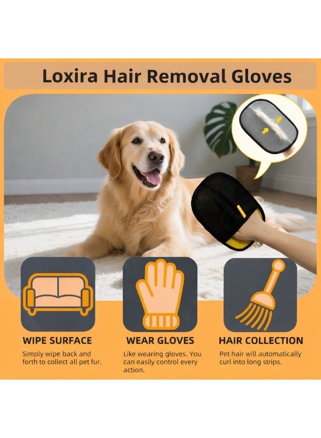 Loxira 2Pcs Electrostatic Pet Hair Removal Gloves for Cats and Dogs, Reusable Quick De-Shedding Grooming Gloves for Fur Removal on Couch, Carpet, Furniture, Car Seat, Clothing, and Curtains - Image 4
