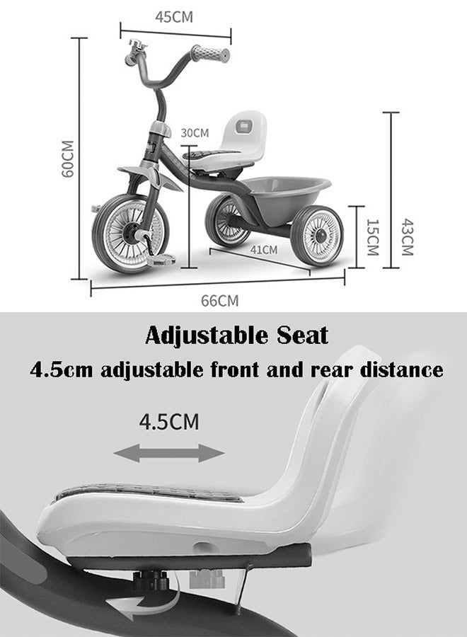 ZCM-HAPPY Children's Tricycle for Boys and Girls with Safety Belt and Anti-Rollover Design, Baby Sliding Bicycle with Rear Storage Bucket - Image 2