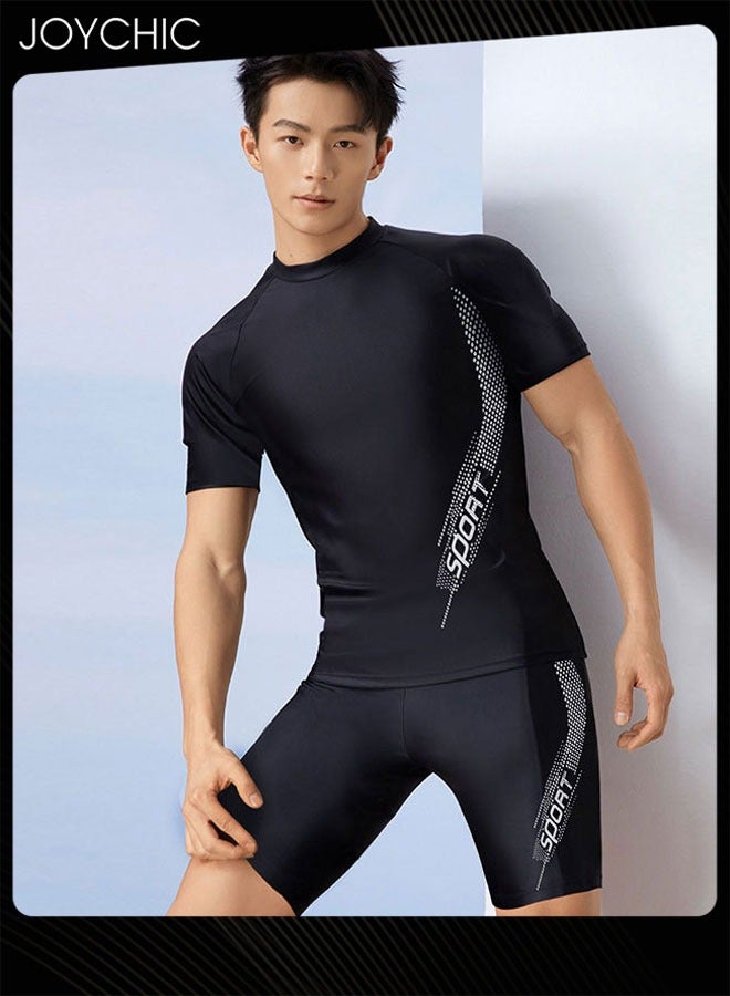 Joychic New Style Men Summer Comfort and Breathable Sportswear Set Short-sleeved Round Neck Sun Protection Top and Bottom Set - Image 3