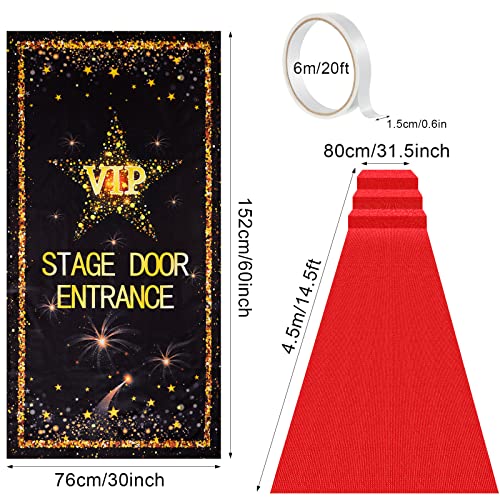 Timtin VIP Stage Door Entrance Banner Photography Backdrop Red Carpet Paparazzi Backdrop Cover Accessory Party 2.6 x 15 ft Red Runner Rug 55 GSM Thickness with Carpet Tape for Party Decoration Supply - Image 3