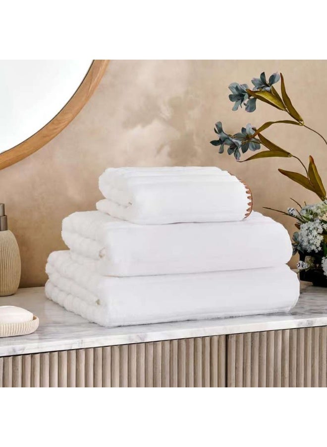 Pan Home Ribbed Zero Twist Hand Towel 50x90 cm - White - Image 2
