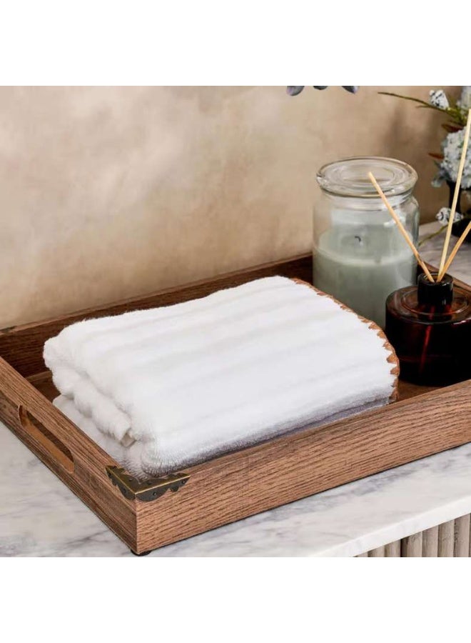 Pan Home Ribbed Zero Twist Hand Towel 50x90 cm - White - Image 1