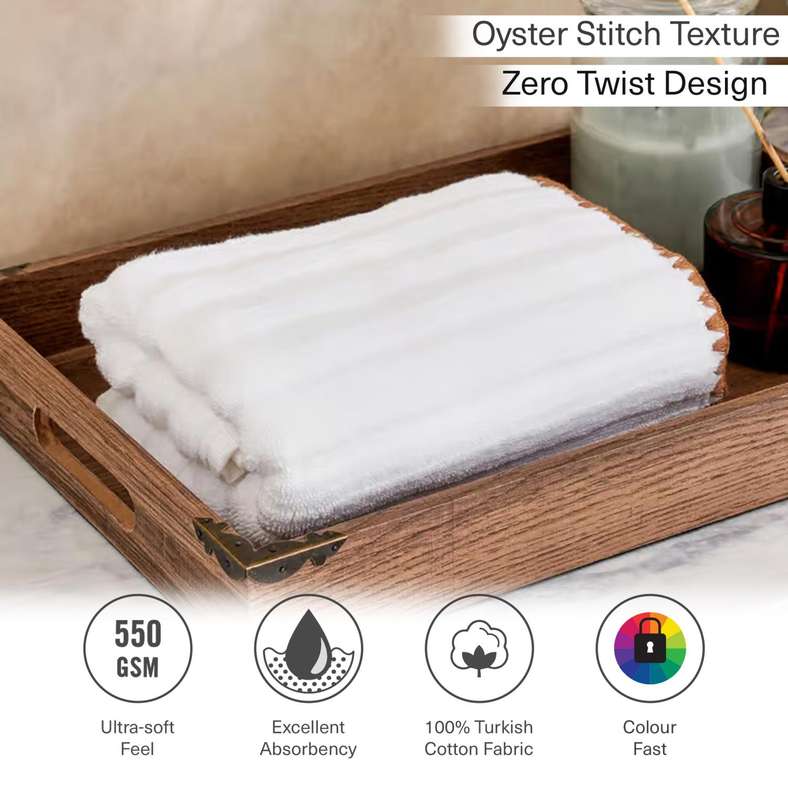 Pan Home منشفة يد مضلعة بدون لف 50x90 سم - بيضاء - Image 5