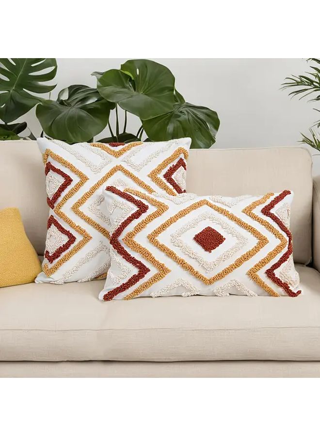 Bohemian Embroidered Pillow Covers 18x18 Inch Blue Geometric Pattern Decorative Throw Pillows - Image 1