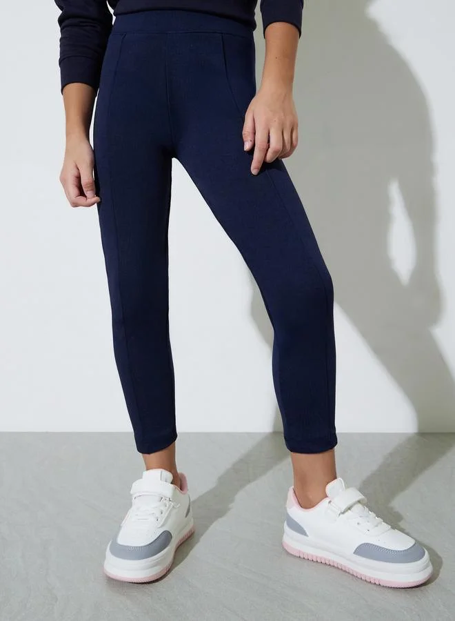 ستايلي Girls Navy Blue Full Length Leggings