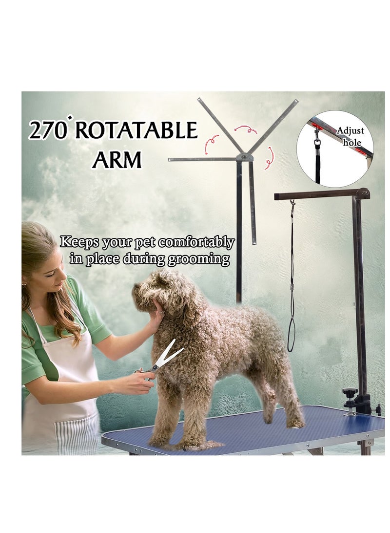 أن ان سي بيتس طاولة قابلة للطي للعناية بالحيوانات الأليفة مع سطح غير قابل للانزلاق، وعوارض عرضية قابلة للطي، ومحطة تجميل محمولة للحيوانات الأليفة الصغيرة والمتوسطة، وتصميم موفر للمساحة، وسلة تخزين، وذراع قابل للتعديل وحبل، 145 سم (أزرق) - Image 5