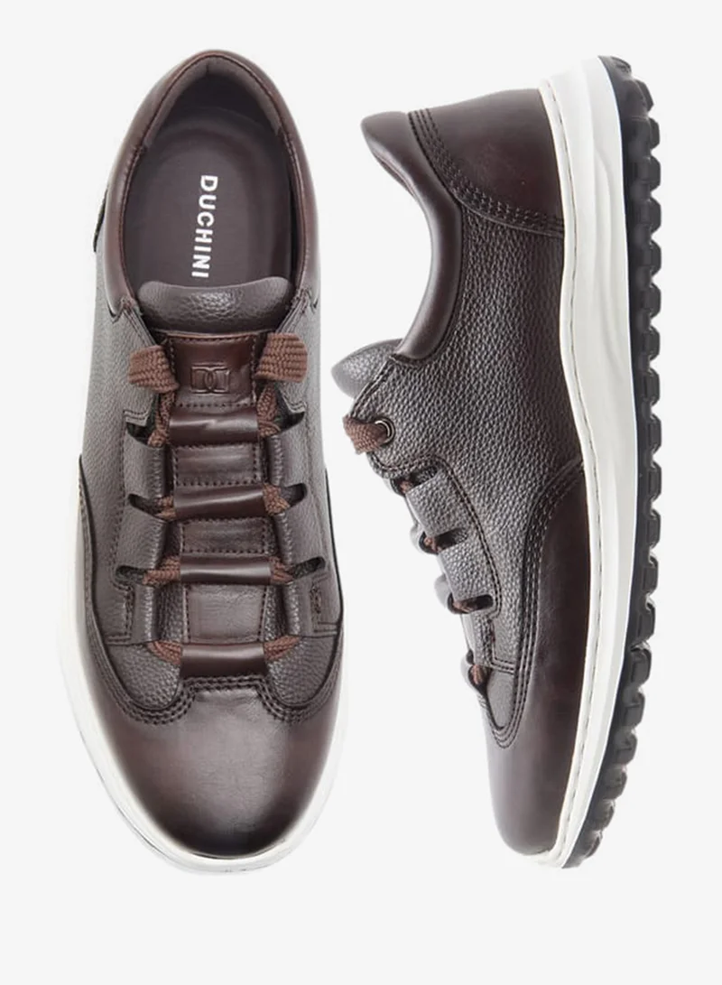 DUCHINI Men's Textured Sneakers with Lace-Up Closure