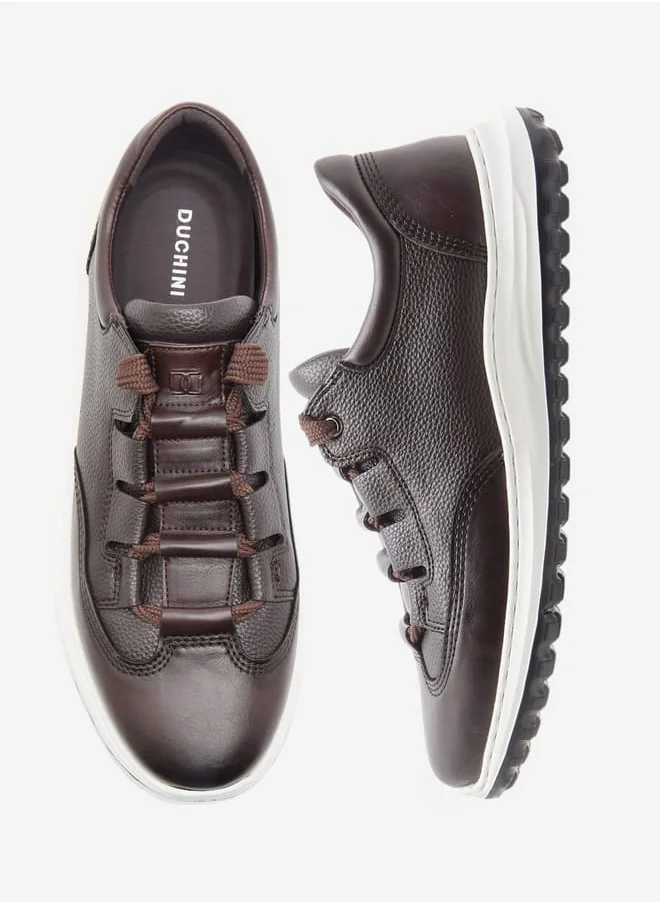 دوتشيني Men's Textured Sneakers with Lace-Up Closure