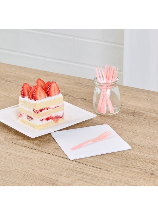 Restaurantware 4 Inch Cake Forks, 500 Knife-Edged Premium Pastry Forks - Disposable, Solid And Durable, Coral Plastic Sharp Edge Forks, For Parties, Bakeries, Catering Services, Gatherings - Image 3