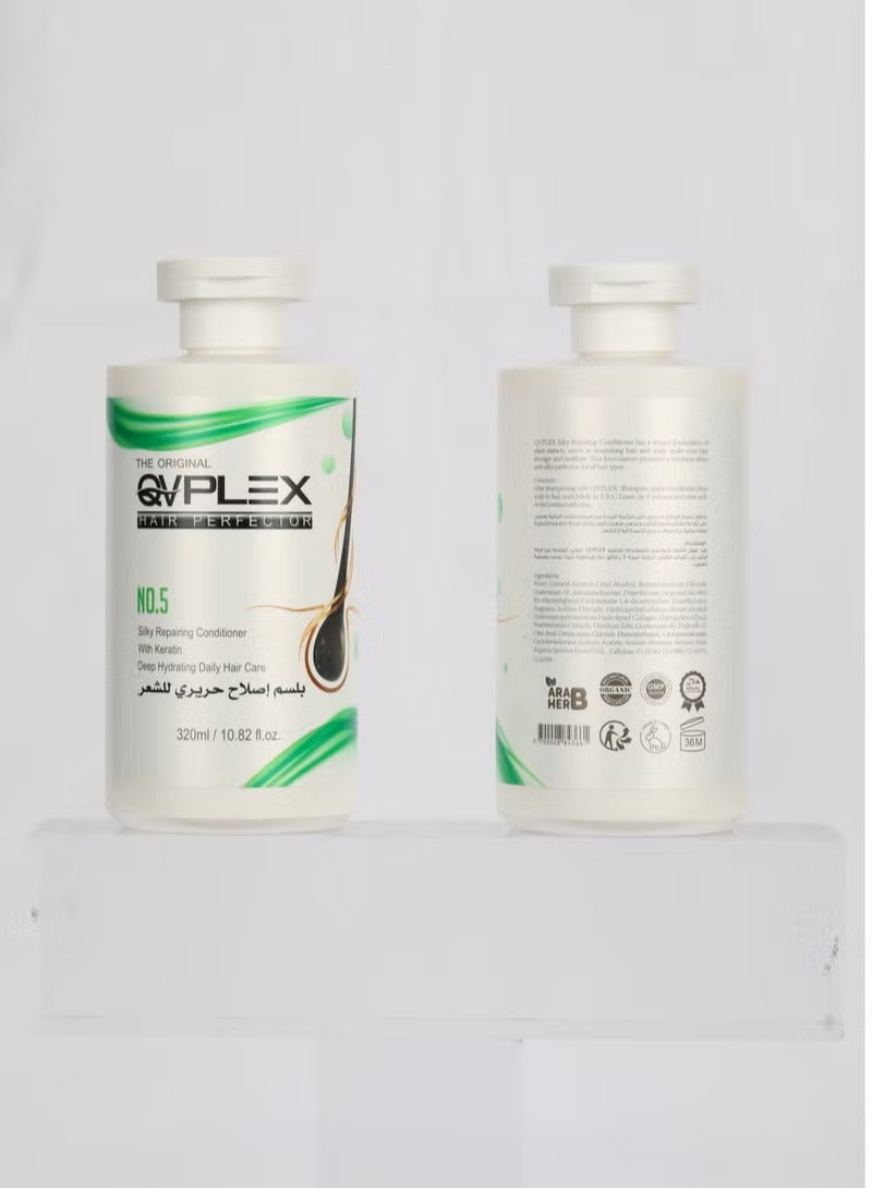 QVPLEX THE ORIGINAL HAIR PERFECTOR NO.5 Silky Repairing Conditioner With Keratin Deep Hydrating Daily Hair Care 320 ml / 10.82 fl.oz. - Image 4
