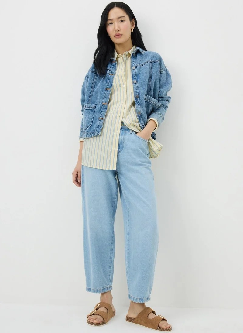 ماتلان Yellow Poplin Stripe Shirt