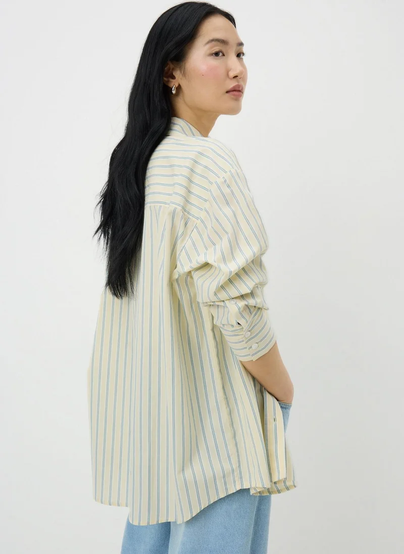 ماتلان Yellow Poplin Stripe Shirt