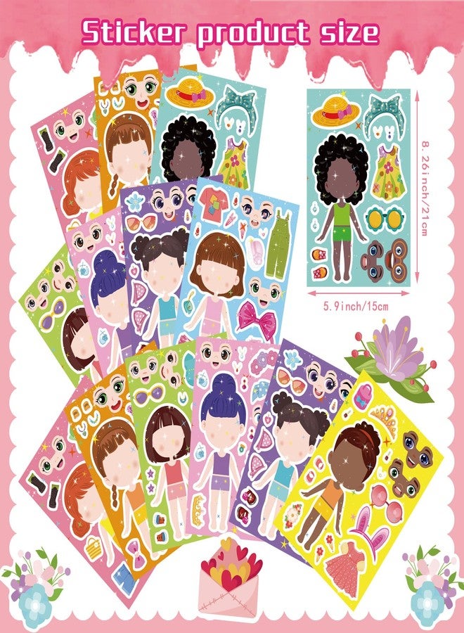 DUJAA 24 Sheets Make a face and Dress Up Stickers for Girls, Make Your Own Stickers for Kids Toddlers, Party Favor, Age 3+ Birthday Gift, Art Craft, Classroom Teacher Reward - Image 4