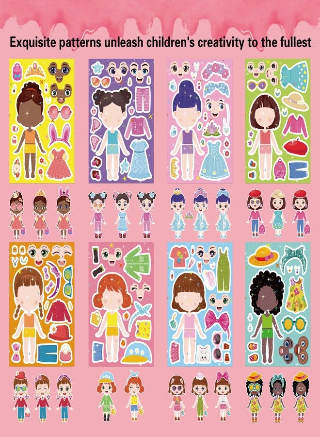 DUJAA 24 Sheets Make a face and Dress Up Stickers for Girls, Make Your Own Stickers for Kids Toddlers, Party Favor, Age 3+ Birthday Gift, Art Craft, Classroom Teacher Reward - Image 2