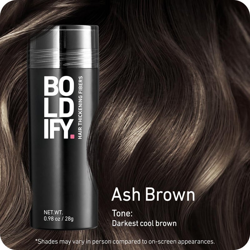 BOLDIFY Hair Fibers (28g) - Fill In Thinning and Fine Hair for an Instantly Fuller, Thicker Look - 14 Shades for Women & Men - Ash Brown - Image 2