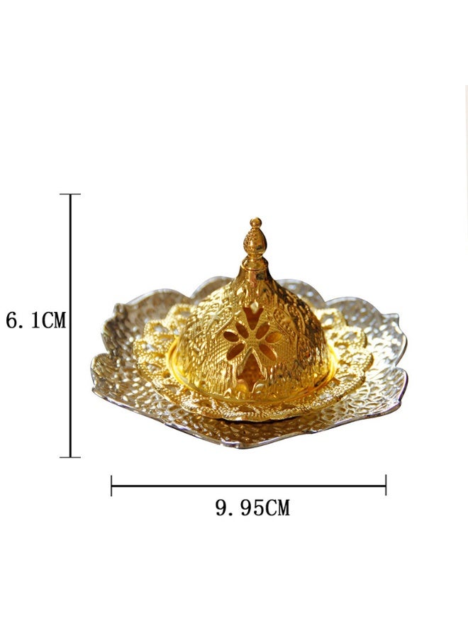 Color and fragrance burner with a hand-held metal European-style leaf-shaped tray for aroma diffusion