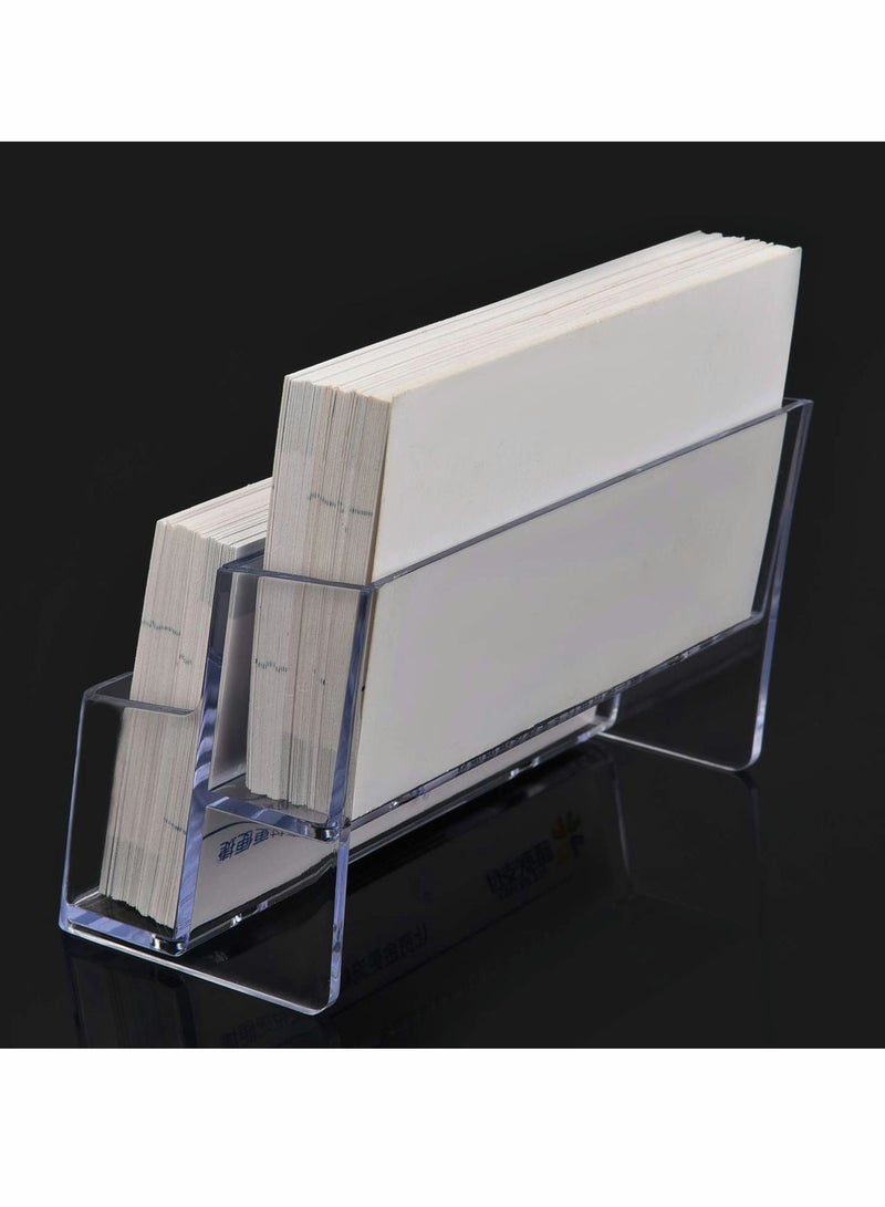 Generic Business Card Holder 4 Pcs 2 Pocket Acrylic Business Card Holder for Desk Business Card Stand Desktop Business Card Holders Plastic Business Card Display for Exhibition, Home, and Office  - Image 5