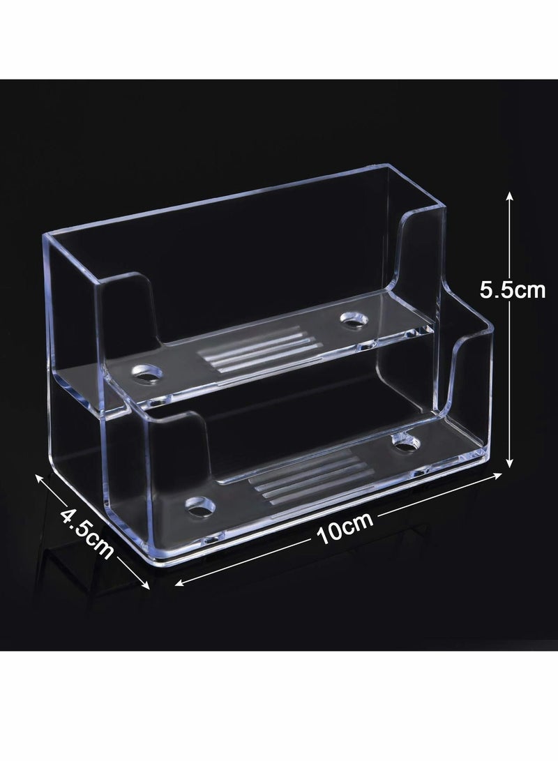 Generic Business Card Holder 4 Pcs 2 Pocket Acrylic Business Card Holder for Desk Business Card Stand Desktop Business Card Holders Plastic Business Card Display for Exhibition, Home, and Office  - Image 2