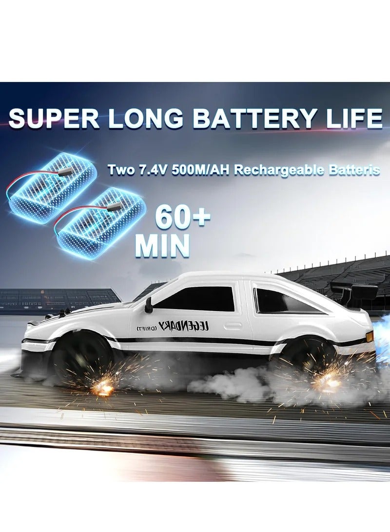 Remote Control Car RC Drift Car, 1:16 Scale 4WD 18KM/H High Speed Model Vehicle, 2.4GHz Racing Car with LED Lights & Spray Rubber Tire, includes 2Pcs Rechargeable Batteries for Adults Boys Girls Kids - Image 4