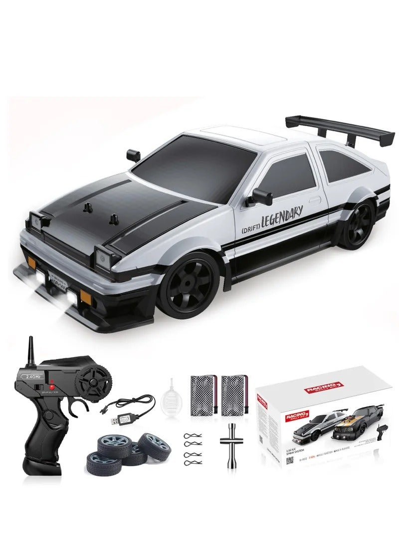 Remote Control Car RC Drift Car, 1:16 Scale 4WD 18KM/H High Speed Model Vehicle, 2.4GHz Racing Car with LED Lights & Spray Rubber Tire, includes 2Pcs Rechargeable Batteries for Adults Boys Girls Kids - Image 1