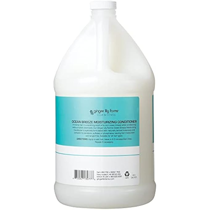 ginger lily farms CLUB & FITNESS MOISTURIZING CONDITIONER FOR DRY HAIR, 100% VEGAN & CRUELTY-FREE, OCEAN BREEZE SCENT, 1 GALLON (128 FL OZ) REFILL - Image 3